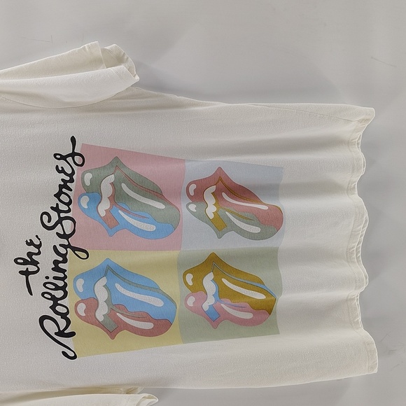 Rolling Stones Graphic Tee Size Medium Ivory Multi Color Graphic Short Sleeve - Picture 3 of 5